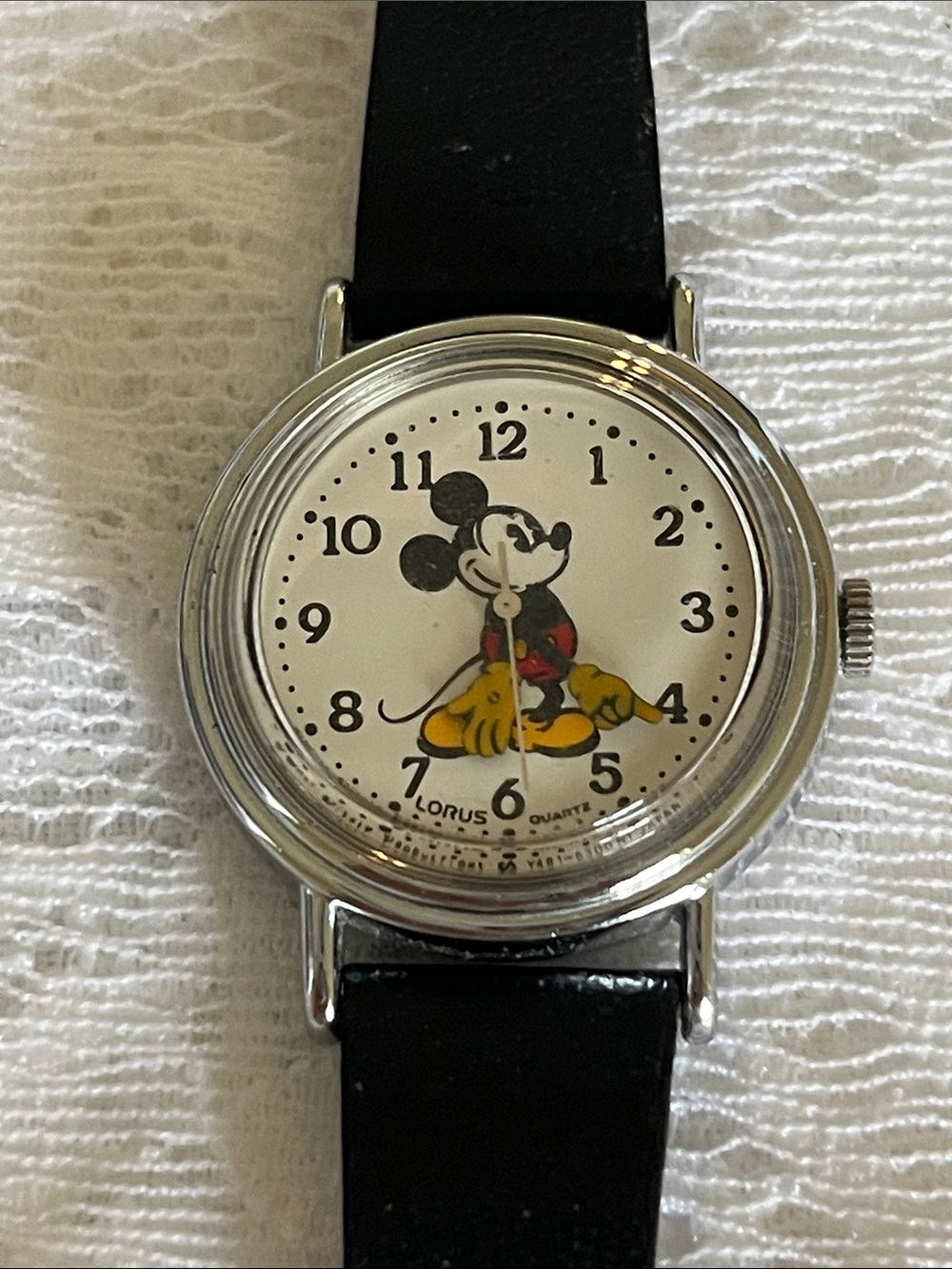 Lorus Women's Mickey Mouse Silver Watch with Black Strap